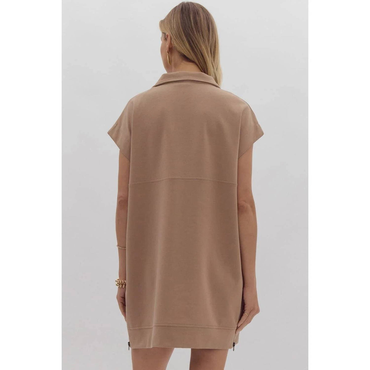 Style Usa - Solid short sleeve sweater dress