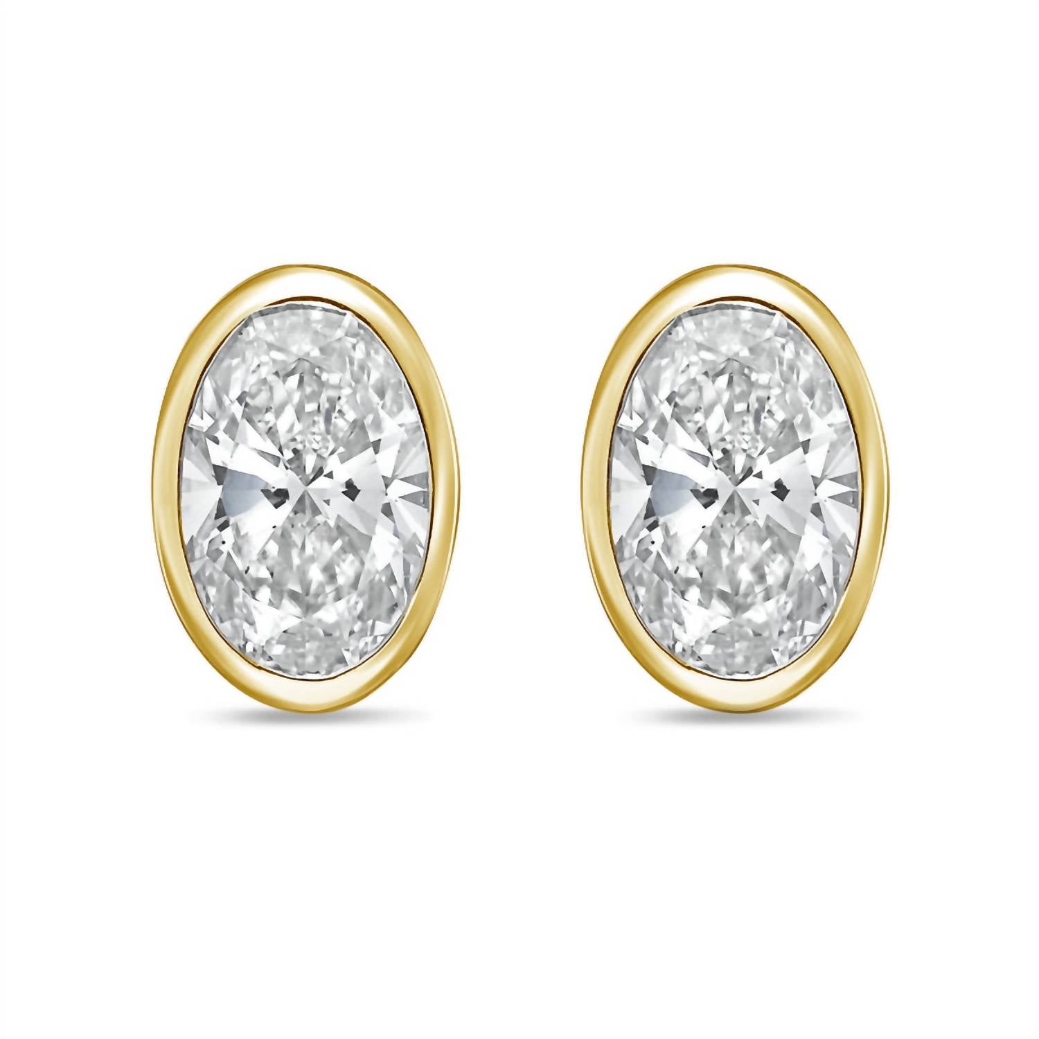 Diana M Jewels - Women's Oval Lab-grown Diamond Stud Earrings (2.50 Tcw) - Classic Plus