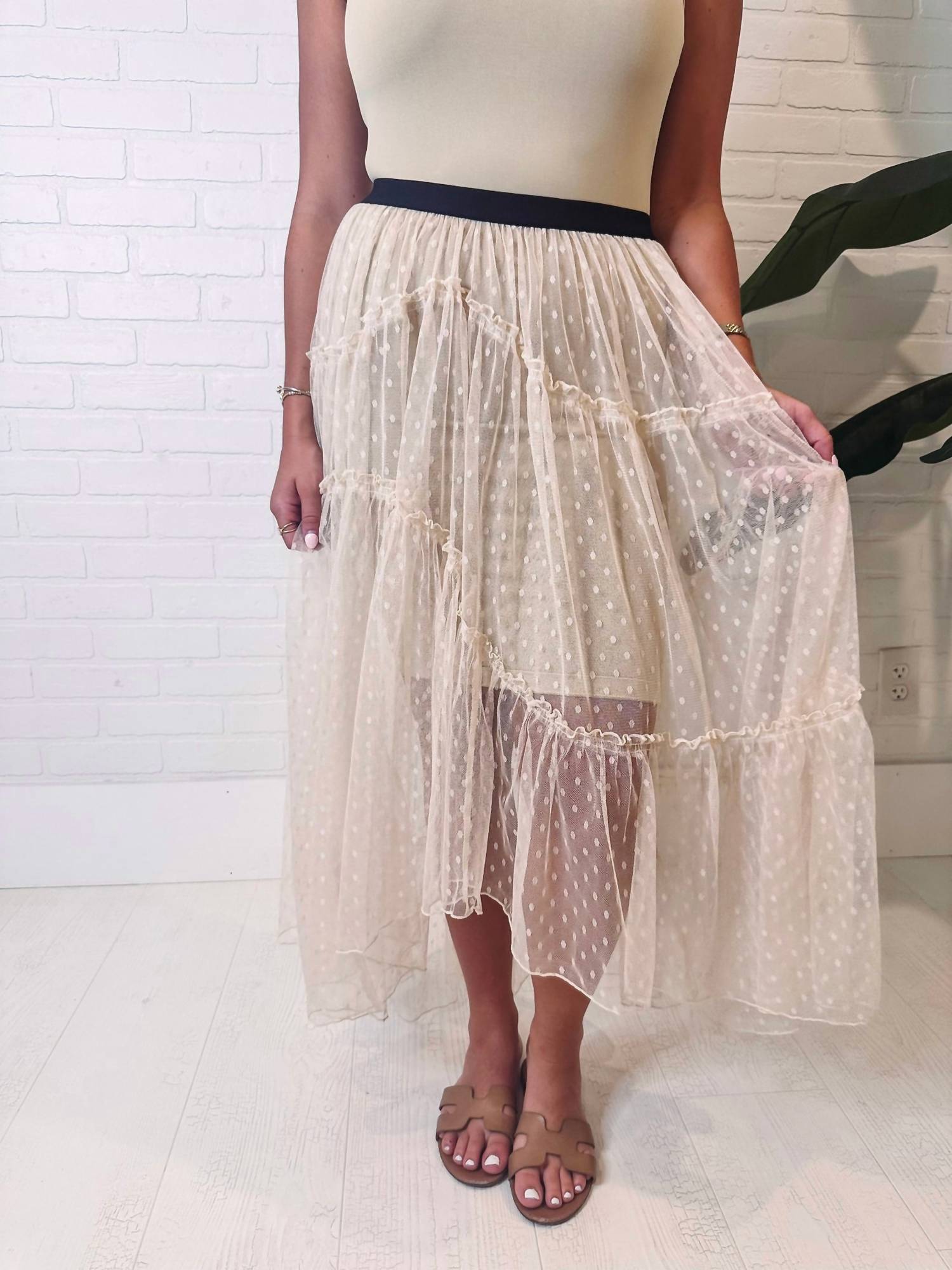 By Together Spotted Toole Layering Maxi Skirt in natural - women's skirt