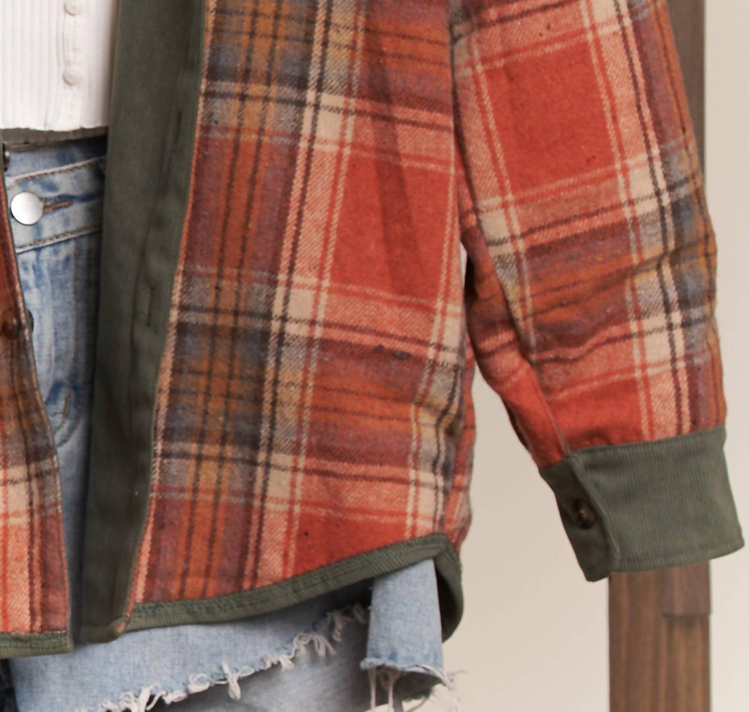 Mello - Women's Reversible Corduroy And Plaid Button Down Shirt