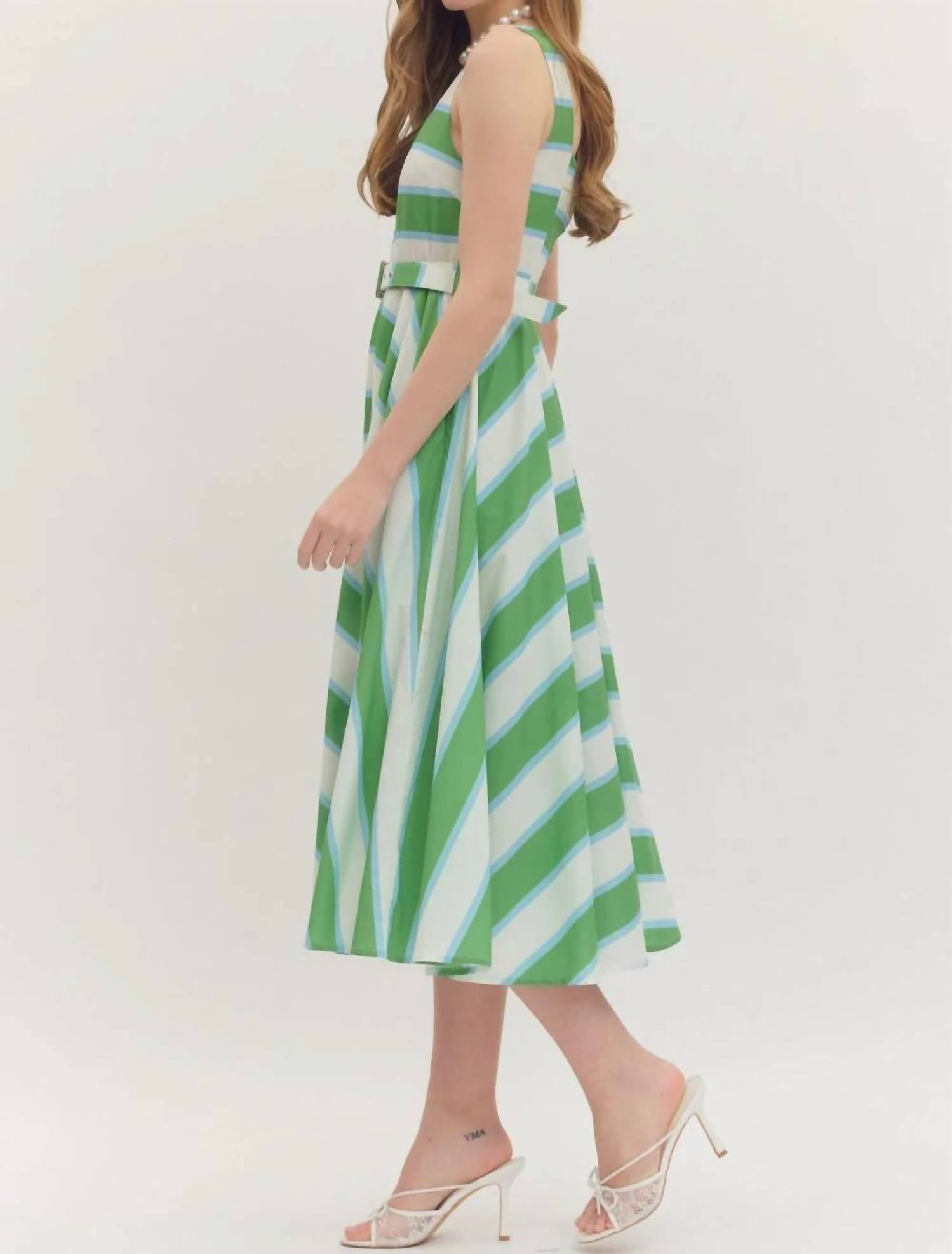 Entro - Leia Striped Midi Dress