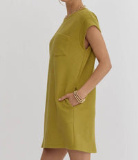 Entro - Quilted Round Neck Sleeveless Mini Dress