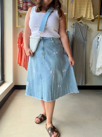 Anniewear - Women's Daisy Embroidered Denim Skirt