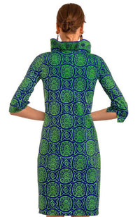 GRETCHEN SCOTT Ruffneck 3/4 sleeve Dress in royal blue kelly green - women's dress - view 5