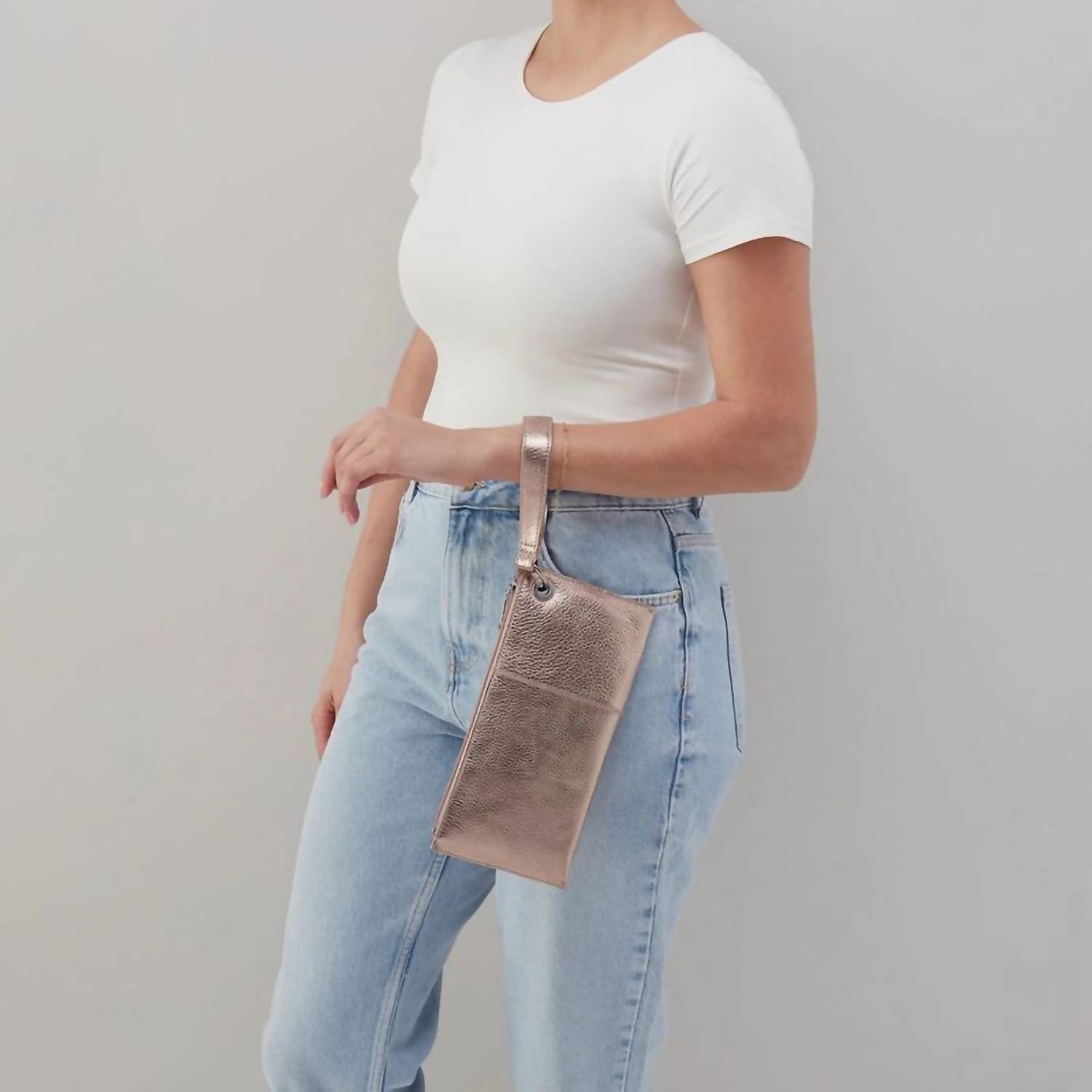 HOBO Women's Vida Wristlet in cameo quartz - women's bag - detail view