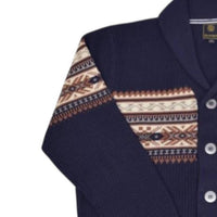 F/X Fusion Men's Button Shawl Aztec Cardigan in navy - men's sweater - alternate view