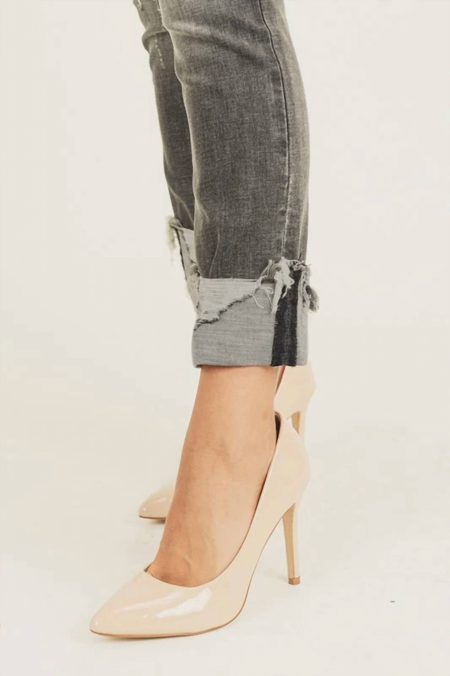 Risen - Women's Stunning & Stylish Cuffed Straight Denim Jeans