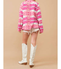 Blue B Aztec Fleece Print Outdoor Jacket in pink aztec - women's jacket - alternate view