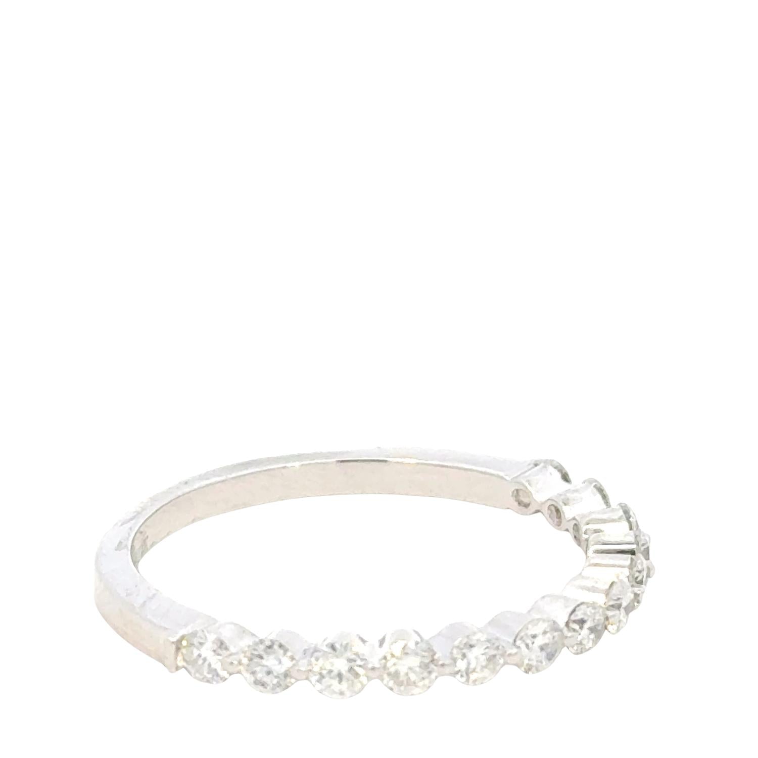 Aamiaa - 0.51 Carat Natural Diamond Bar & Prong Set Band Ring - Size 6.5