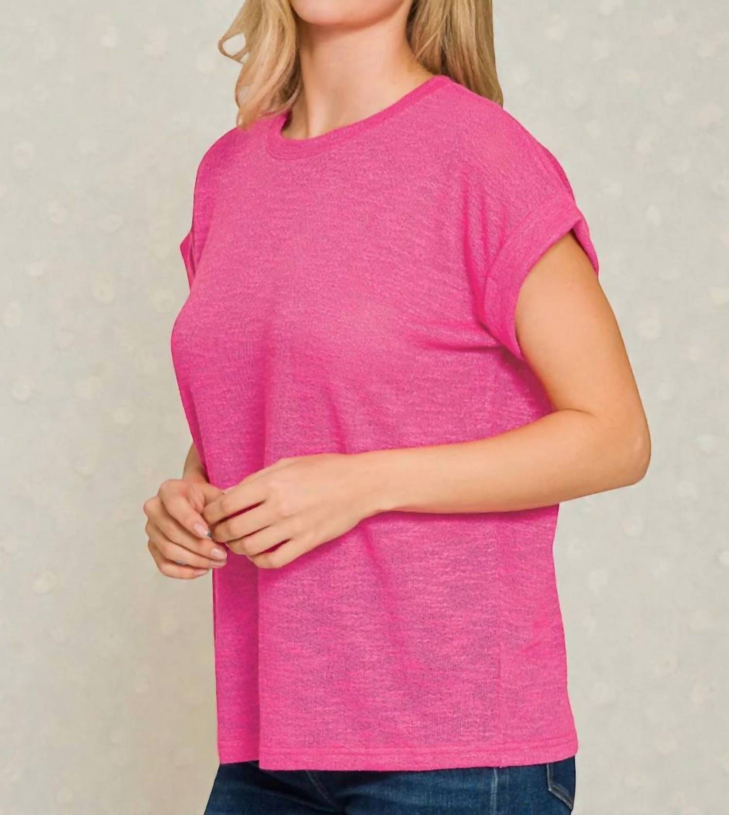 Zenana - Slub Rolled Sleeve Tee