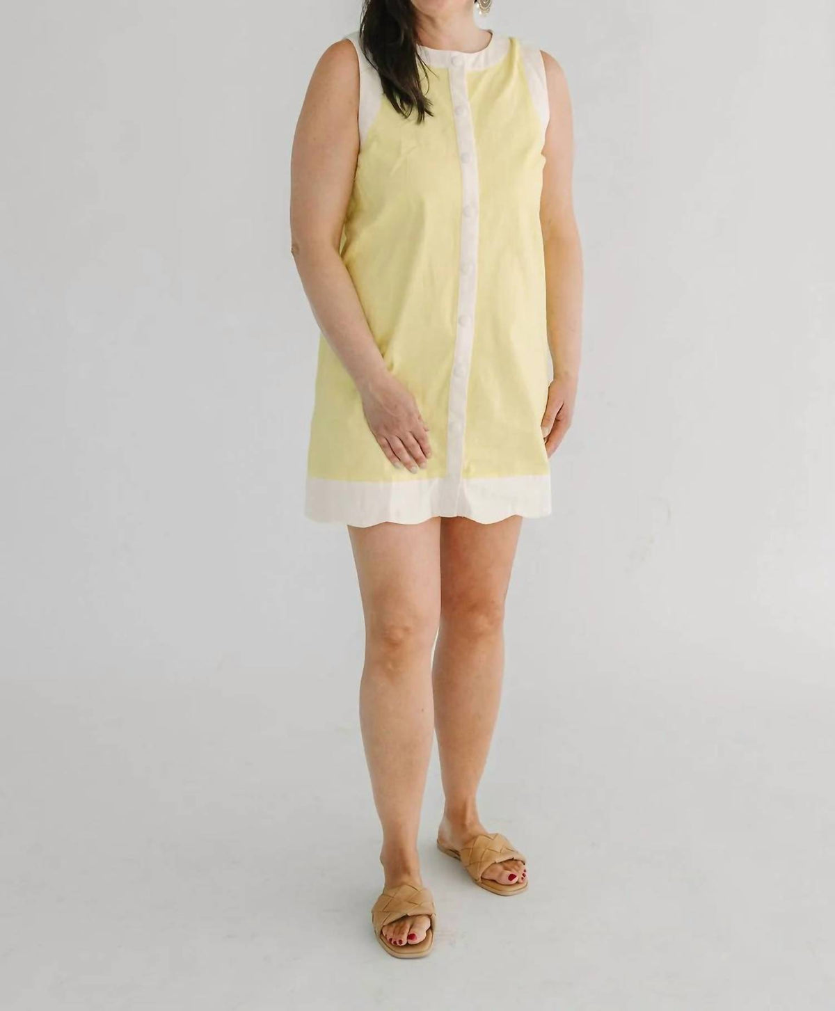 Flying Tomato - Woven Solid Mini Dress With Snap Buttons