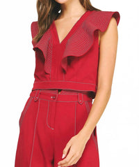 Strut & Bolt - Stitch Ruffle V-neck Top
