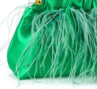 Milanblocks - Women's Colorful Gem Handle Embellished Feather Bag
