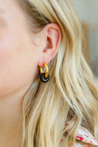 123 Amore - Women's Dark Drops Beaded Huggie Earrings