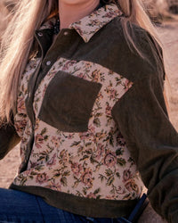1 The Woman - Ribbed Retro Flower Patchwork Jacket