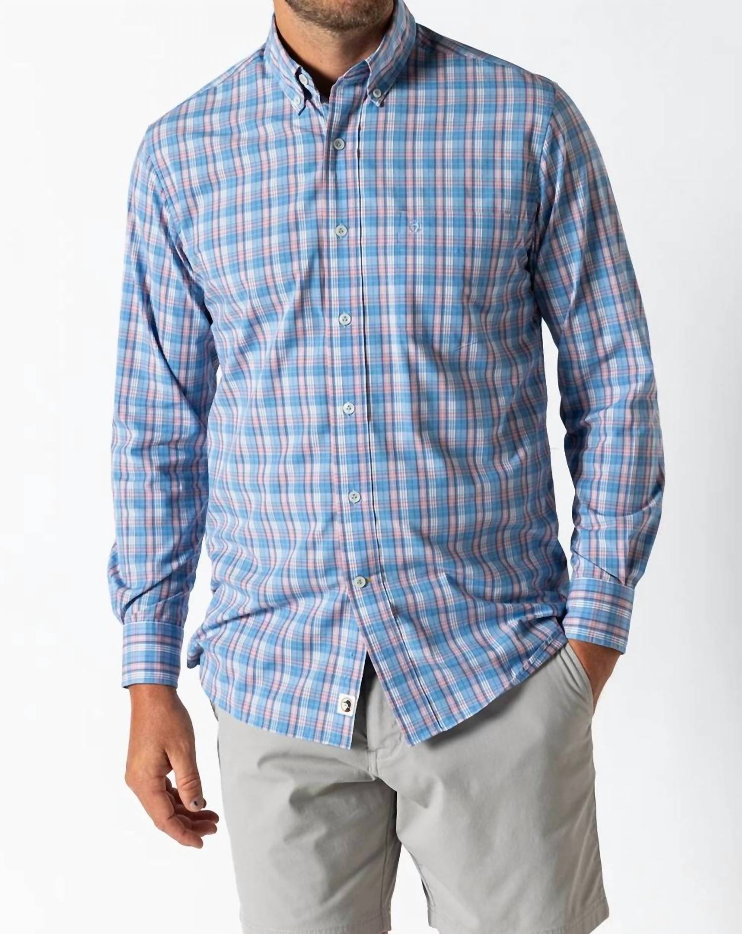 Duck Head - MARCUS PLAID LONG SLEEVE PERFORMANCE POPLIN SPORTS SHIRT