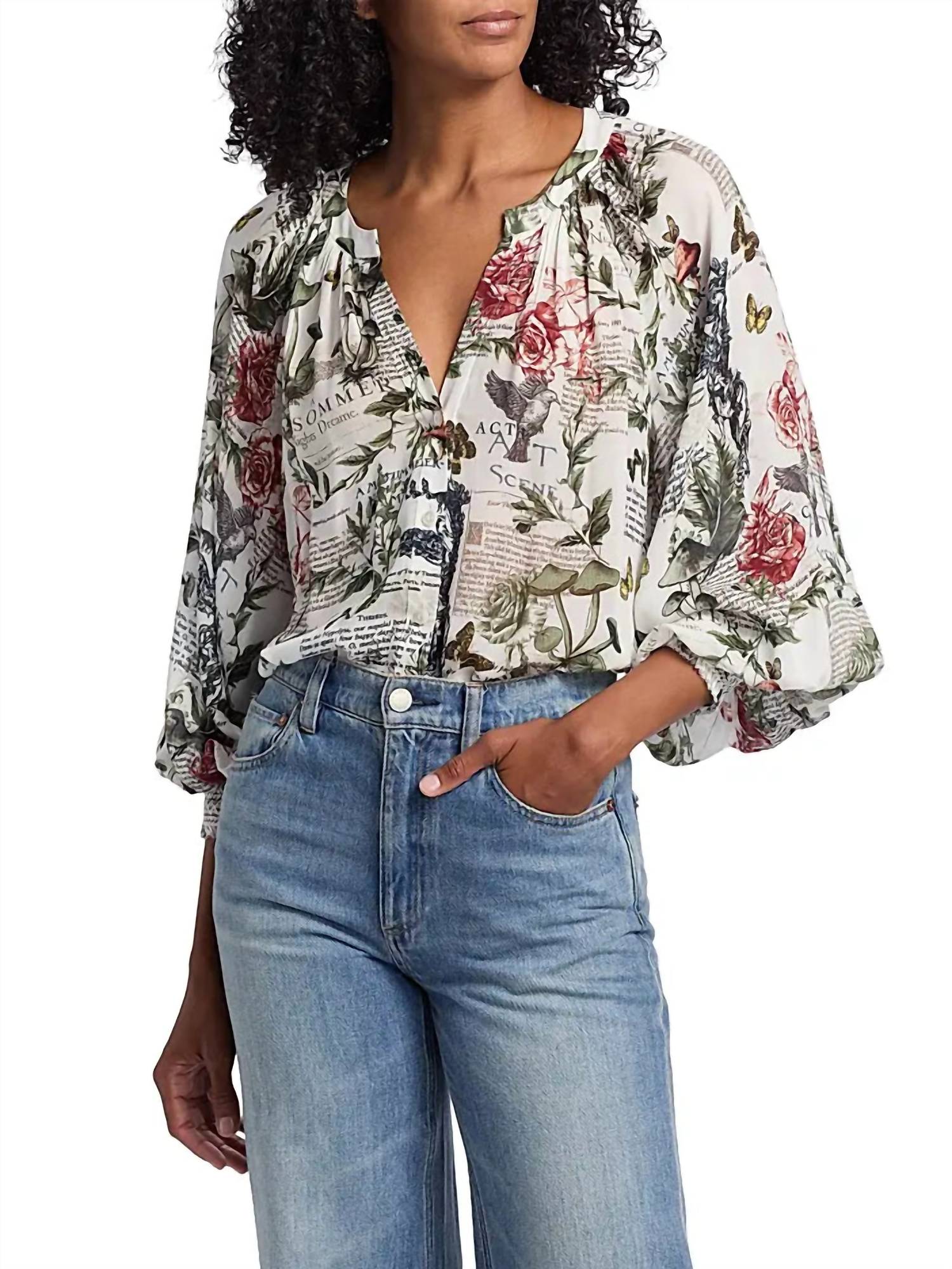 Alice + Olivia - Women's Thalia Long Sleeve Button Down Blouse