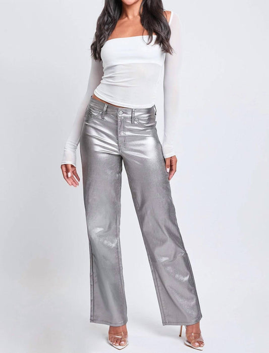 Ymi - Smoke High Rise Straight Leg Metallic Pants