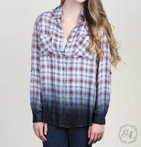 Grace + Emma Slay The Day Ombré Flannel Top in multi - women's shirt