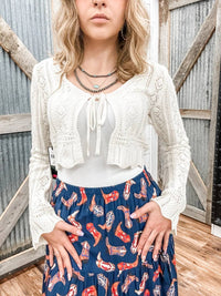 Rock & Roll Denim - Crochet Tie Front Cardigan