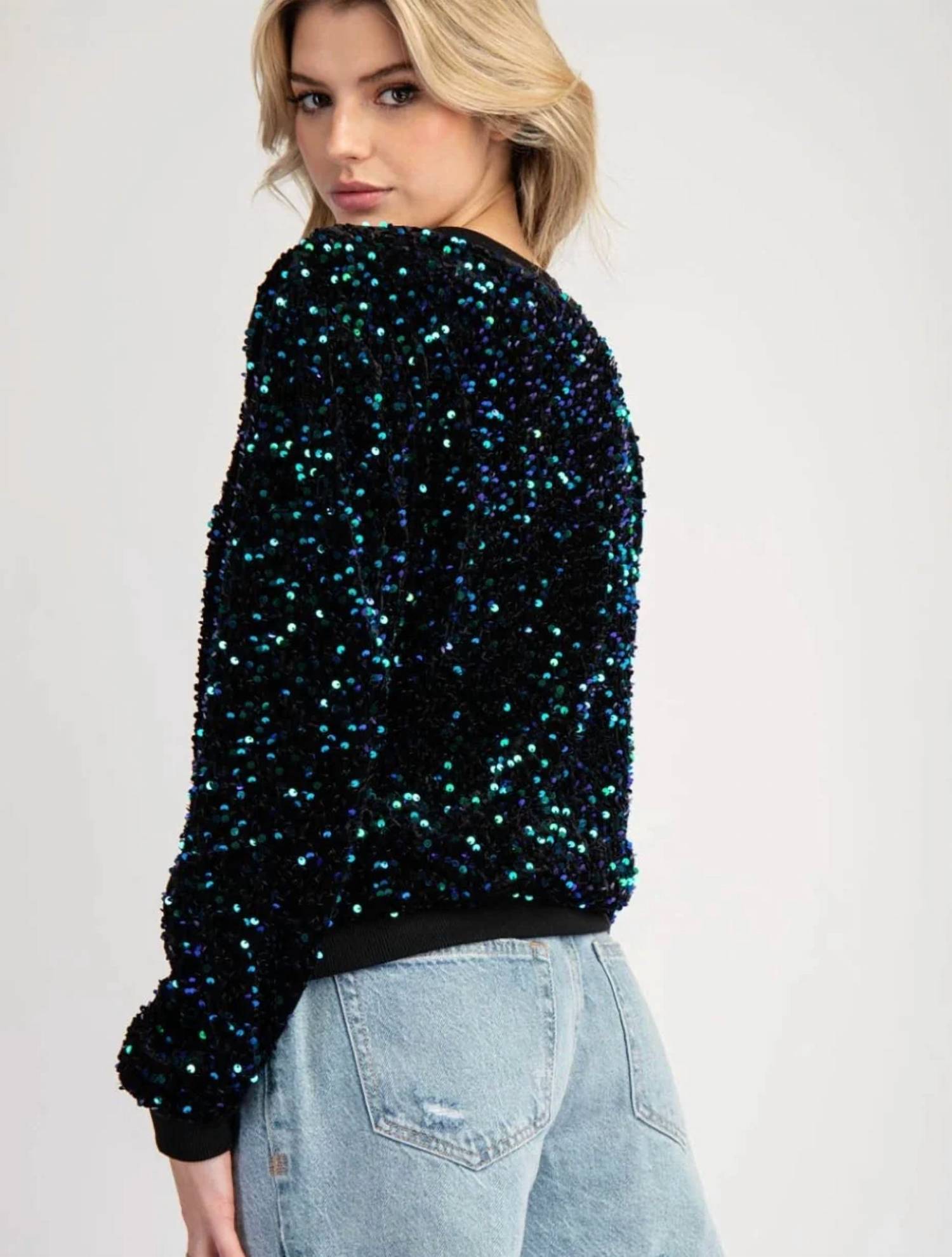 Ee:Some - Emerald Dream Sequin Pullover