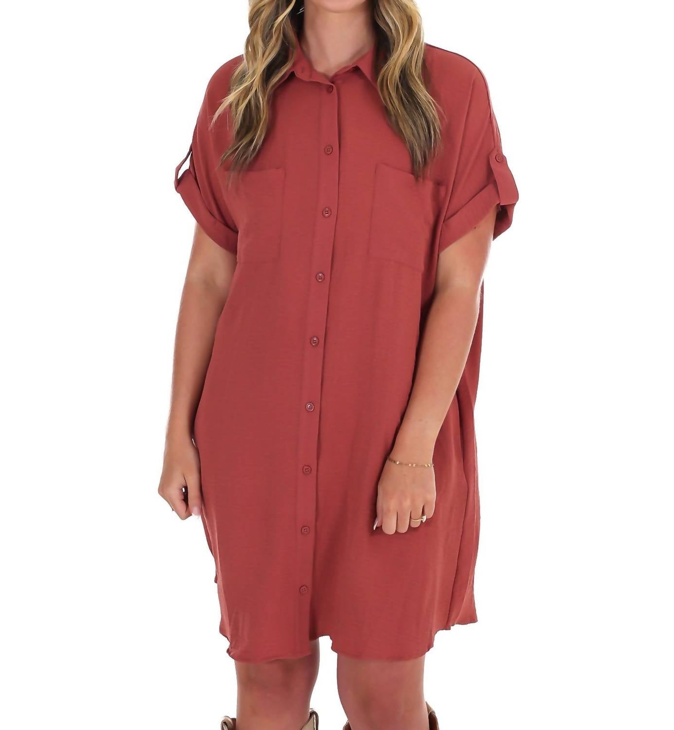 She + Sky - All the Reason Button Up Shirt Dress