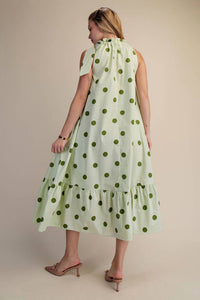 Glam - Ruffle Tie Neck Sleeveless Midi Dress