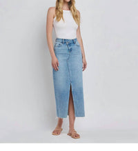 Vervet By Flying Monkey - Front Slit Maxi Midi Denim Skirt