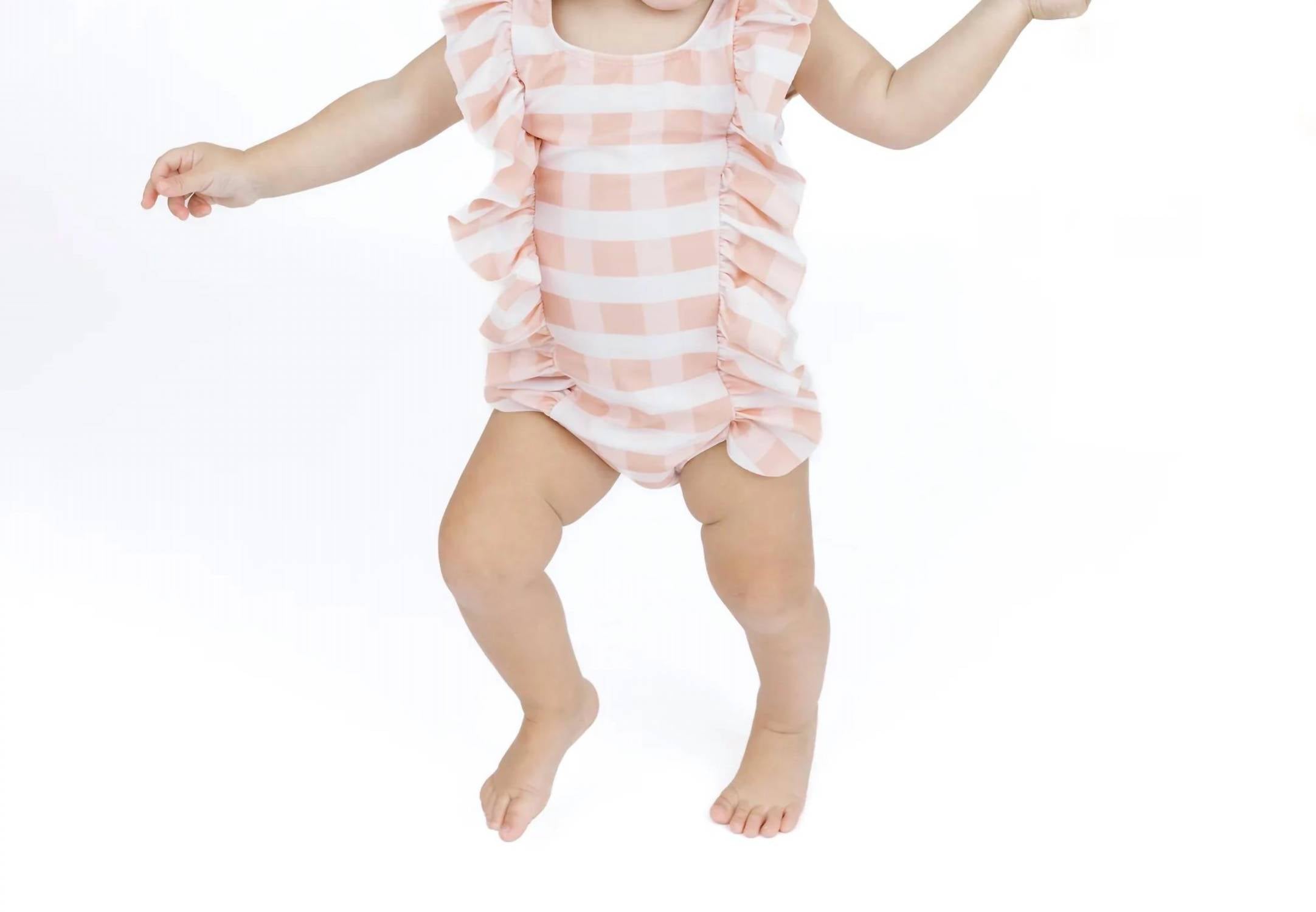 Emerson And Friends - Girl's Gingham Ruffle Front One Piece Swimsuit