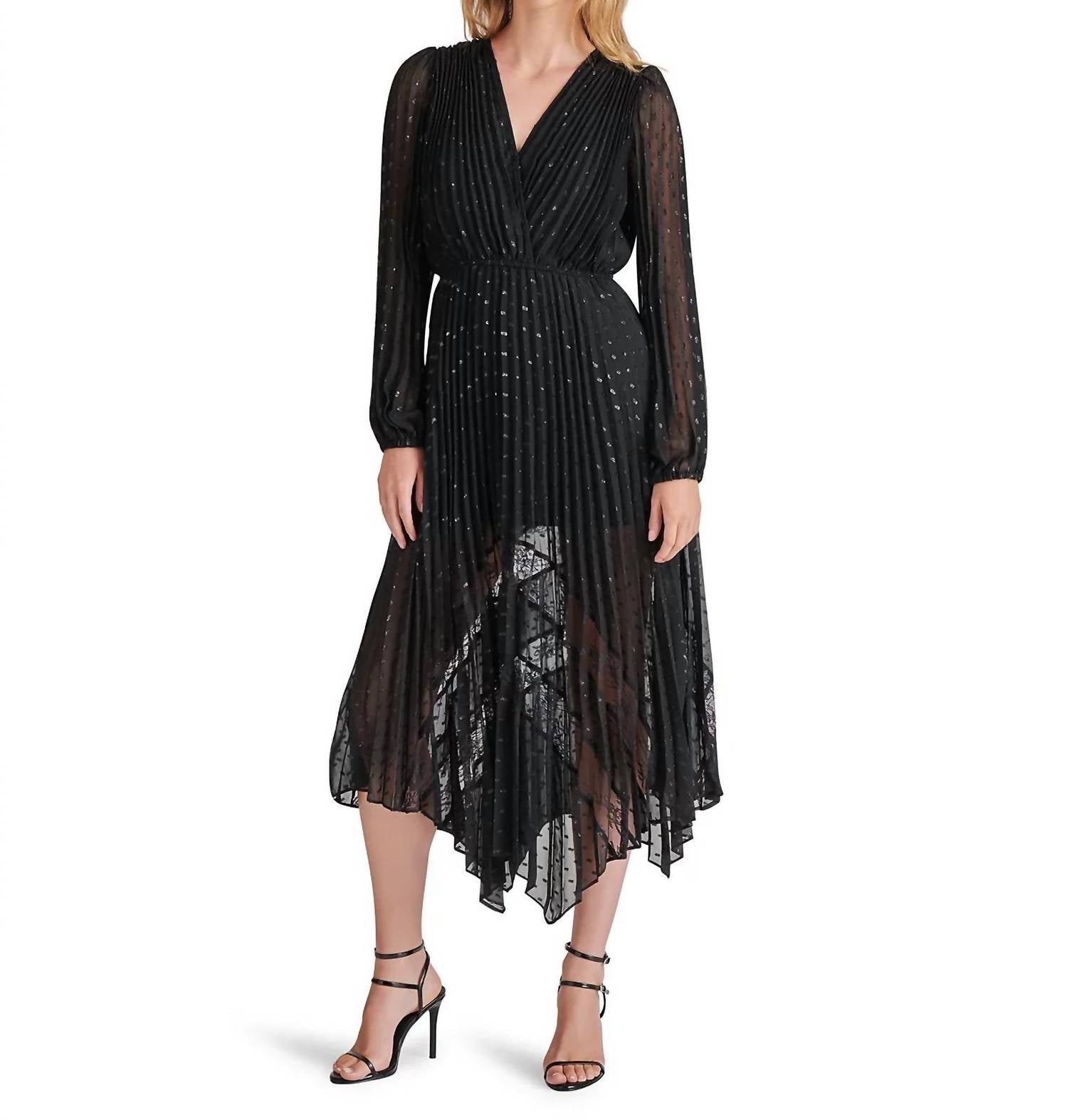 Steve Madden - Ari Lace Pleated Handkerchief Hem Dress