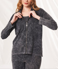 Angel Apparel Star Embossed Hoodie in charcoal - women's top