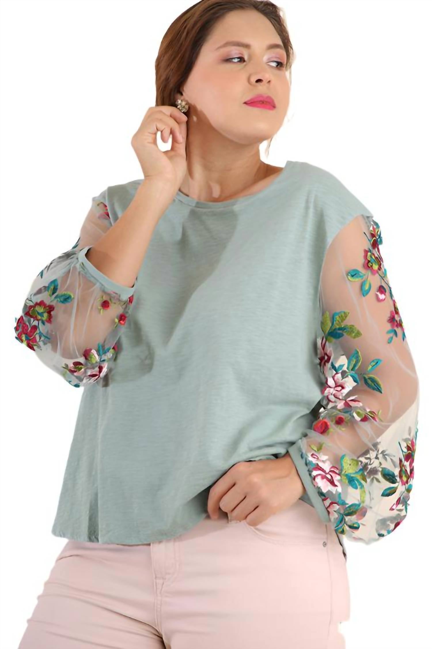 Umgee - Floral Embroidered Top