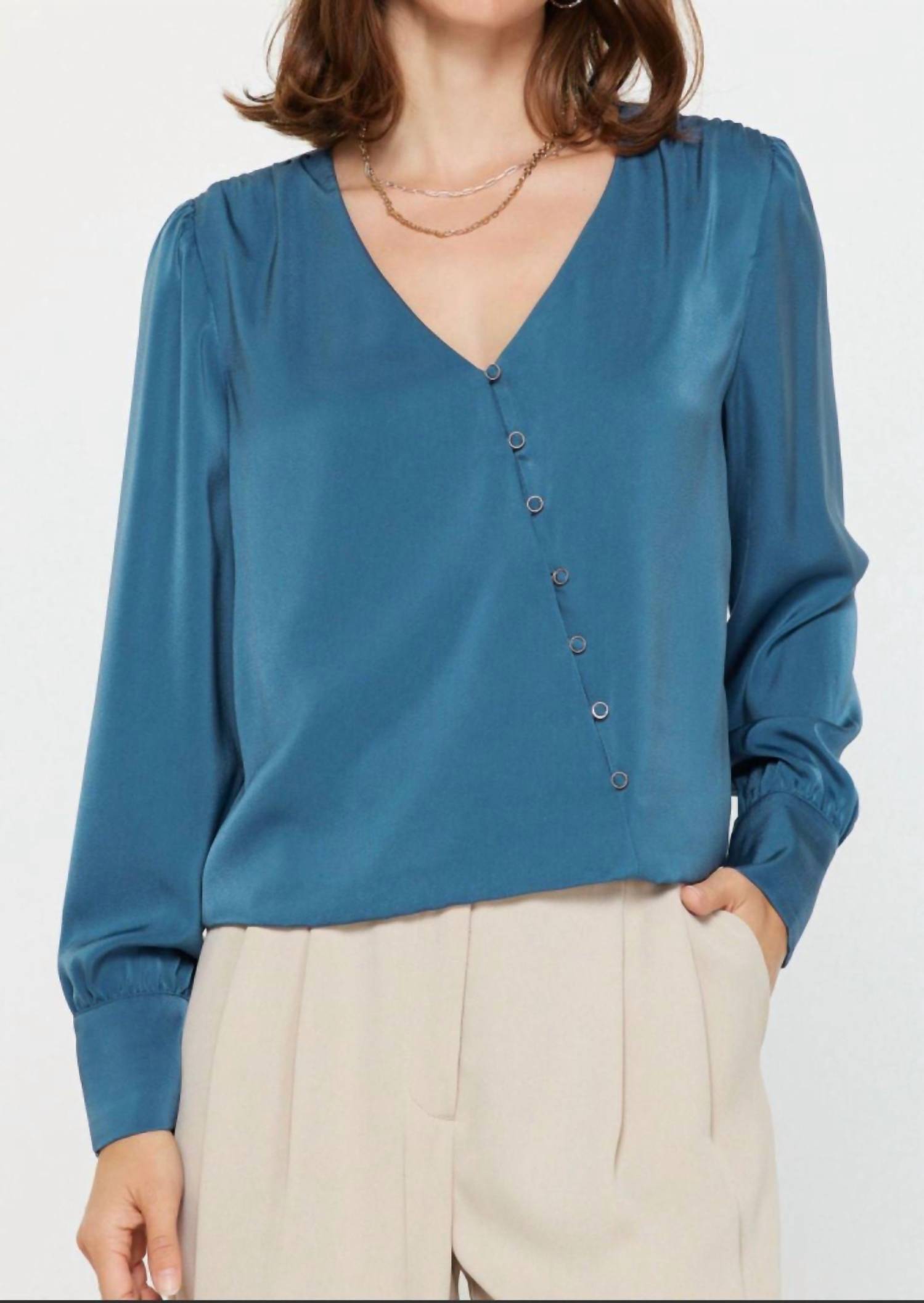 Current Air - Asymmetrical Front Button Blouse
