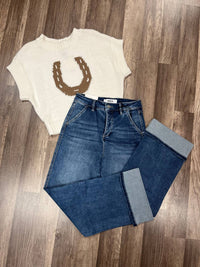 Mica Denim - Women's Wide Leg Crop Jeans