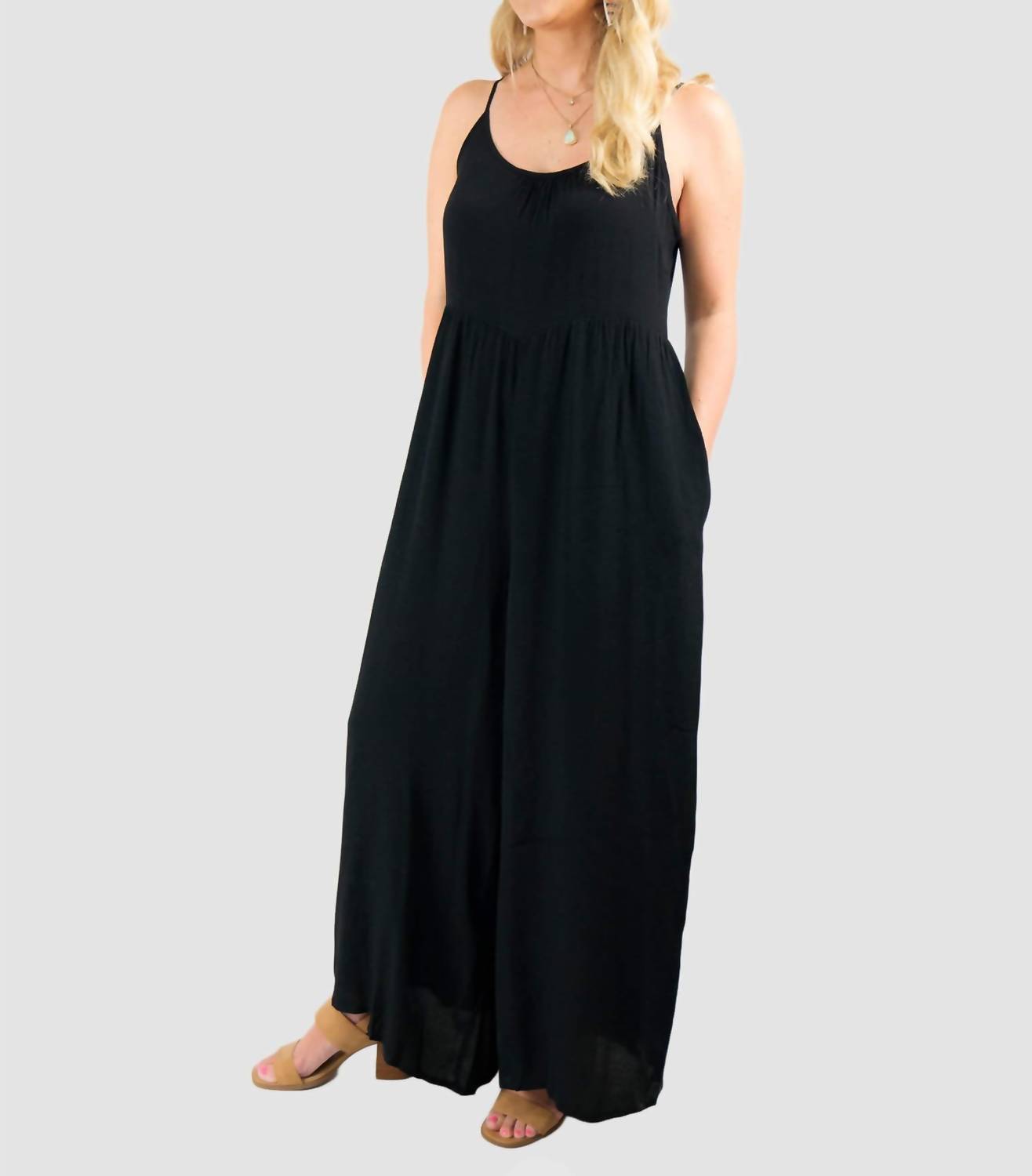 mittoshop Classy Wide Leg Jumpsuit in black - women's pants