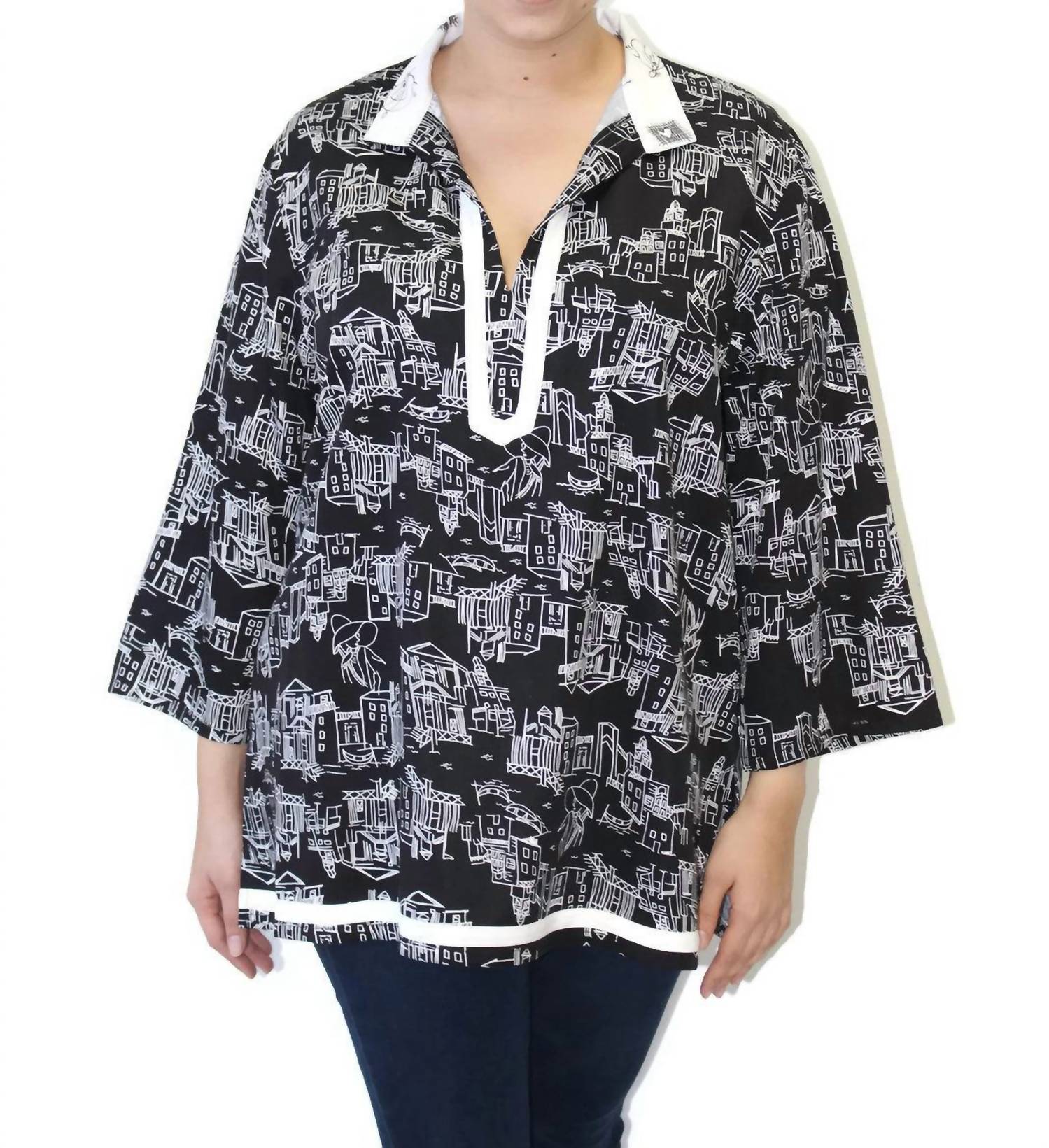 Colors By Caribe - Contrast Trim Top -plus