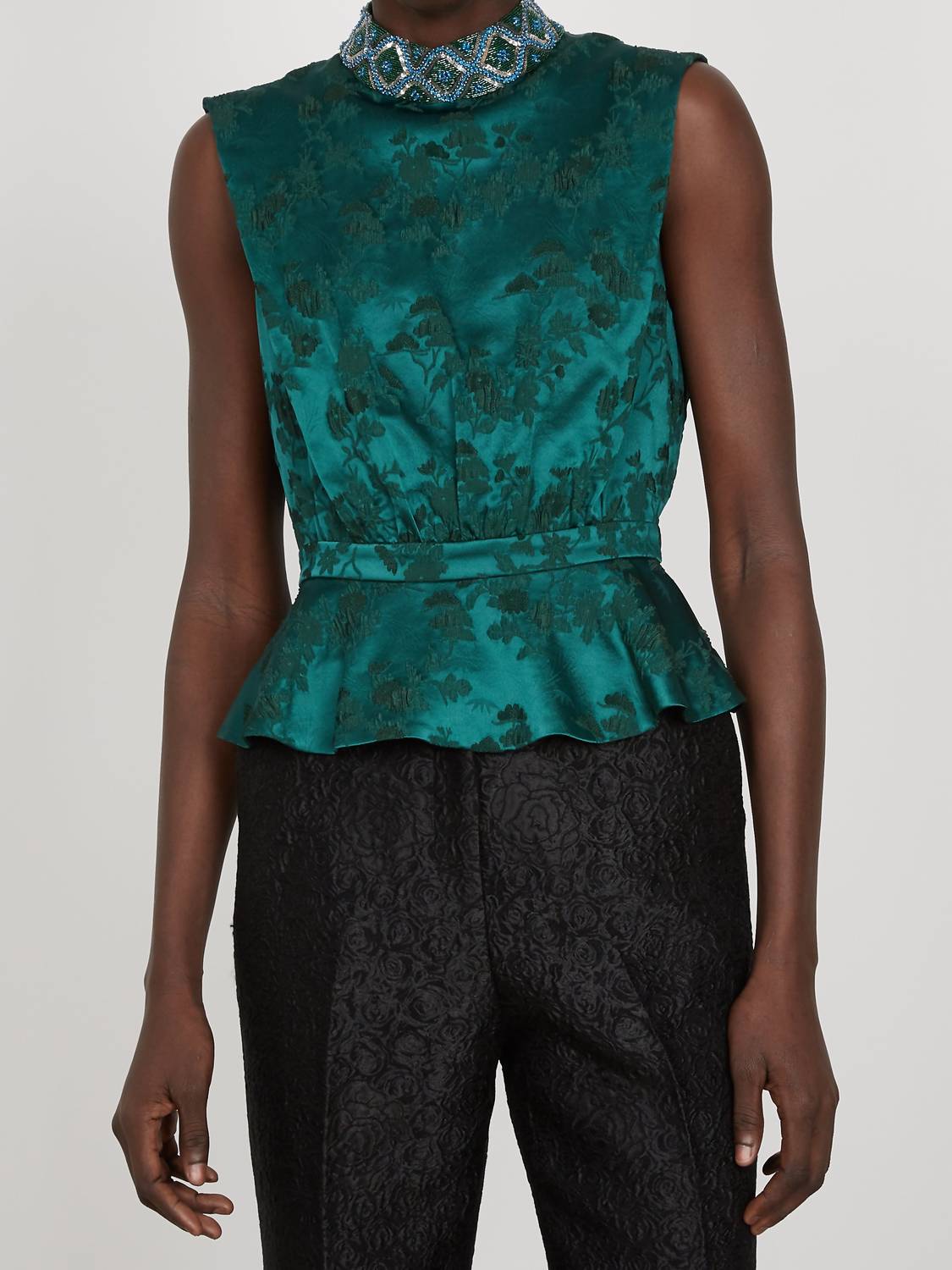 Saloni - Embossed Floral Satin Top