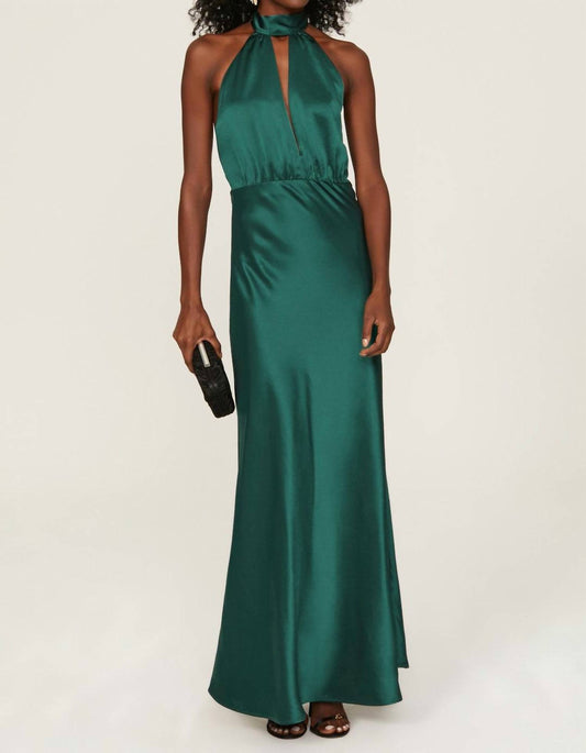 Something Navy - Silky Halter Cutout Gown