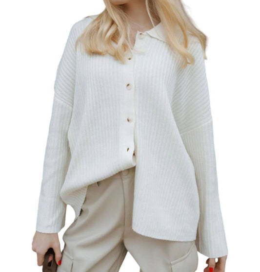 Lalavon - Button Up Ribbed Sweater