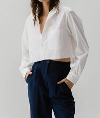 Cissa - Crop Button Down Wrap Shirt