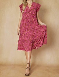 Entro - Floral Tiered Ruffle Midi Dress