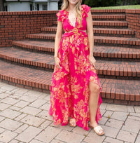 DRESS FORUM Somewhere on a Beach Deep V-Neck Dress in pink - women's dress