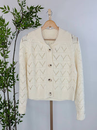 The Korner - Women's Pointelle Open Knit Cardigan