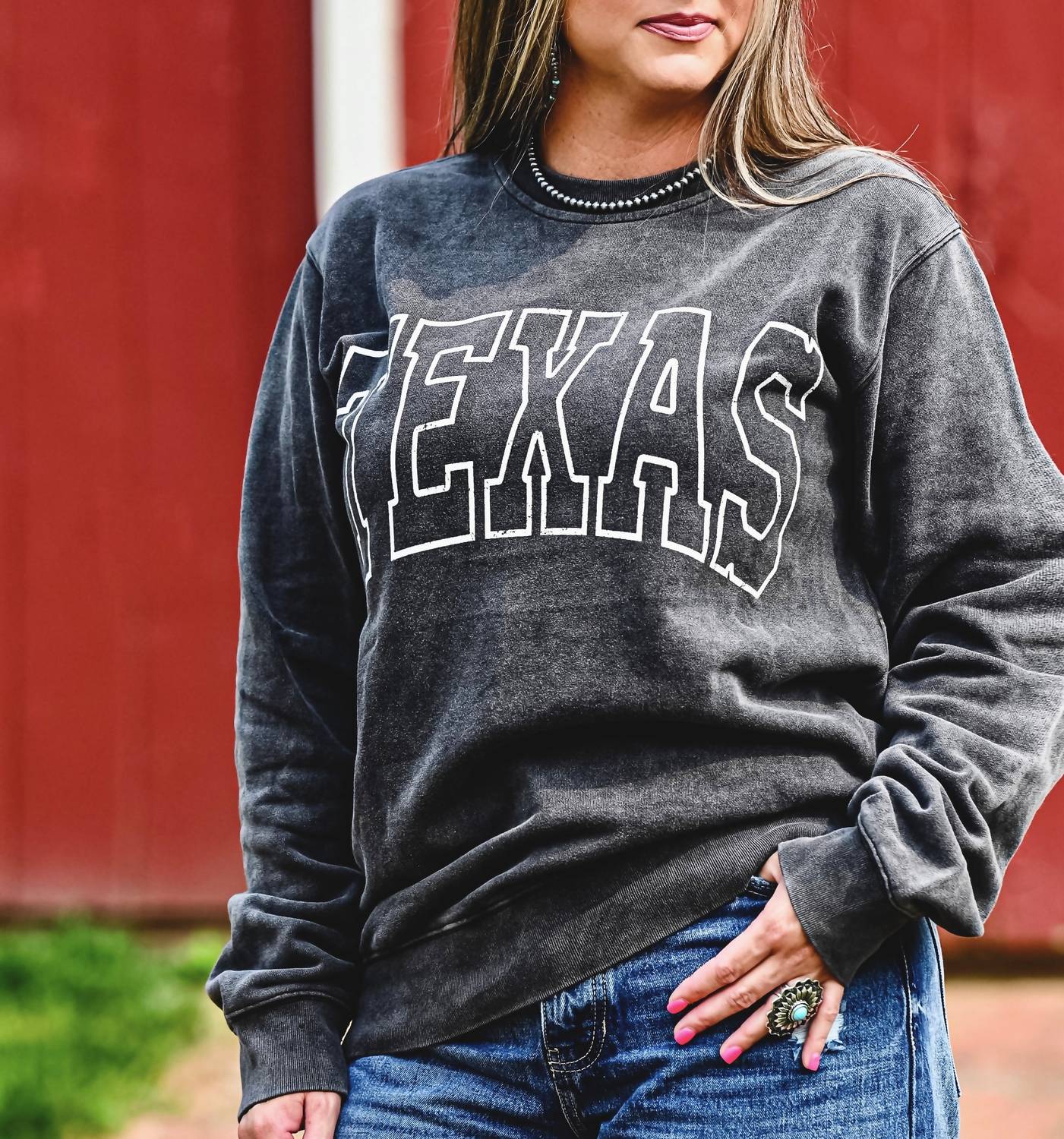 PISTOLA Texas Crew Sweatshirt in black - women's top