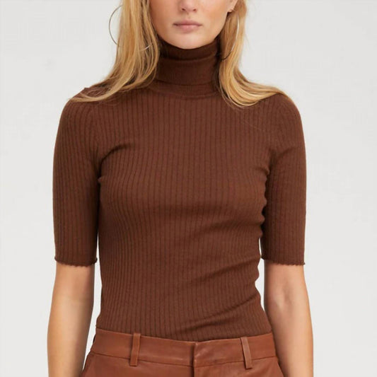 Sprwmn - Short Sleeve Turtleneck Top