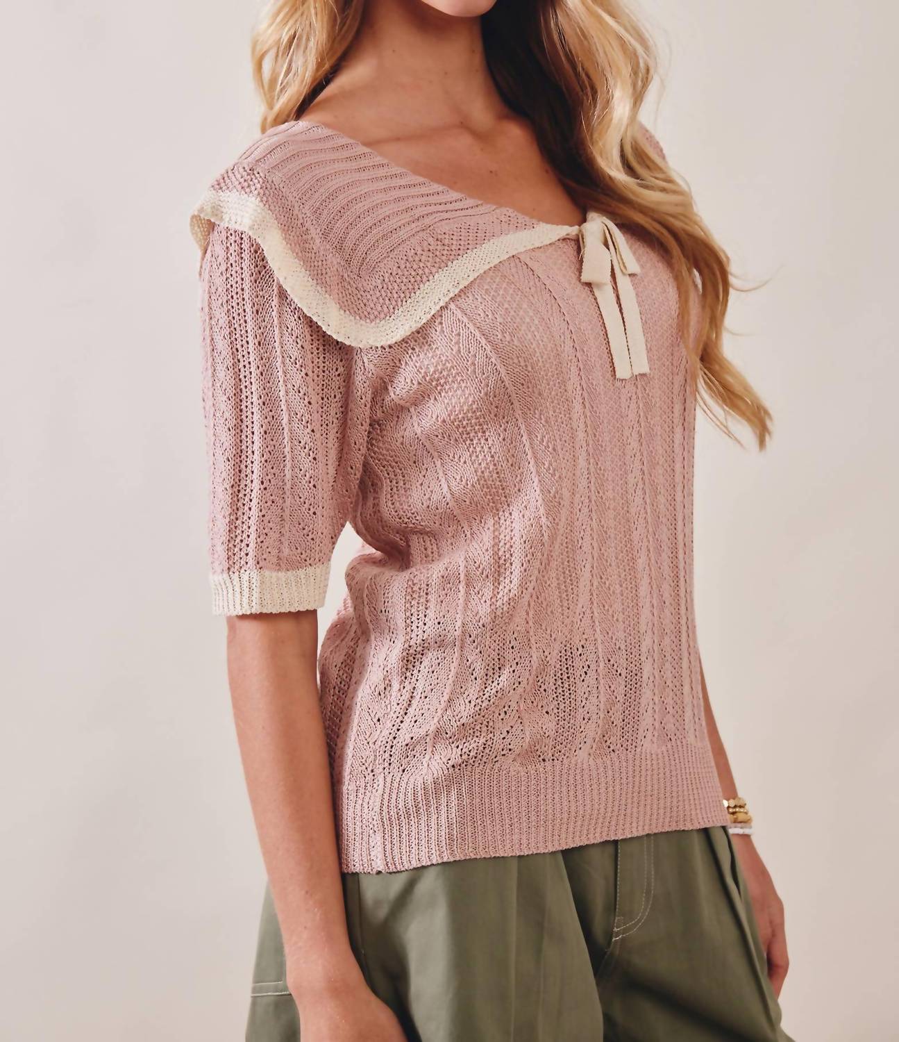 Listicle - Knit Sailor Collar Ribbon Top