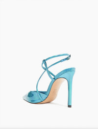 SCHUTZ Women's Aimee Specchio Leather Pump in blue - women's heels - detail view
