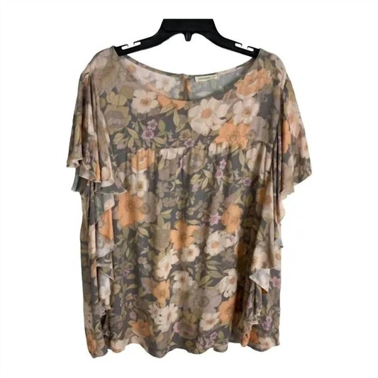 And The Why - Women's Floral Print Ruffle Top