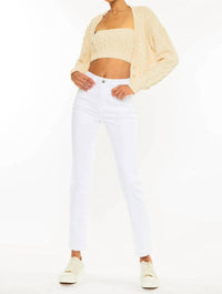 KanCan High Rise Slim Straight Jeans in white - women's jeans