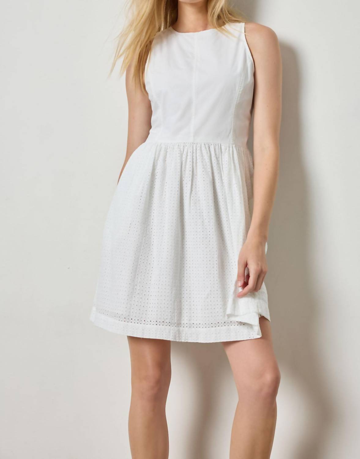 Lilla P - Eyelet High Neck Mini Dress